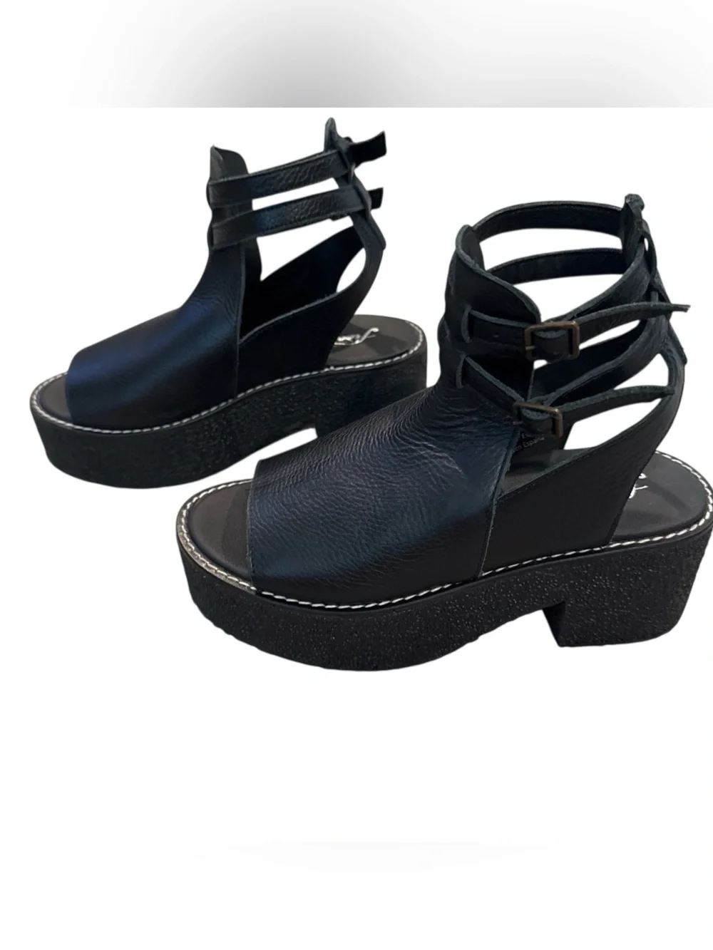 Free People Black Strappy Platform Sandals Sz. 37 (7)